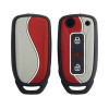 KeyCare Duo Style Key Cover KC D08 for Nexon, Harrier, Zest, Zica, Bolt, Tiago, Tigor, Safari Storme, Hexa flip Key | 3 Button Flip Key | Red/Grey